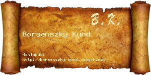 Borsenszky Kund névjegykártya